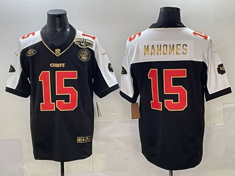 Men 2025 Kansas City Chiefs 15 Mahomes Black Nike Limited NFL Jersey 05